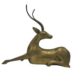1960s Brass Sitting Gazelle Sculpture