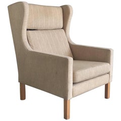1960s-1970s Danish Mid-Century Wing Backed Armchair in Børge Mogensen Style