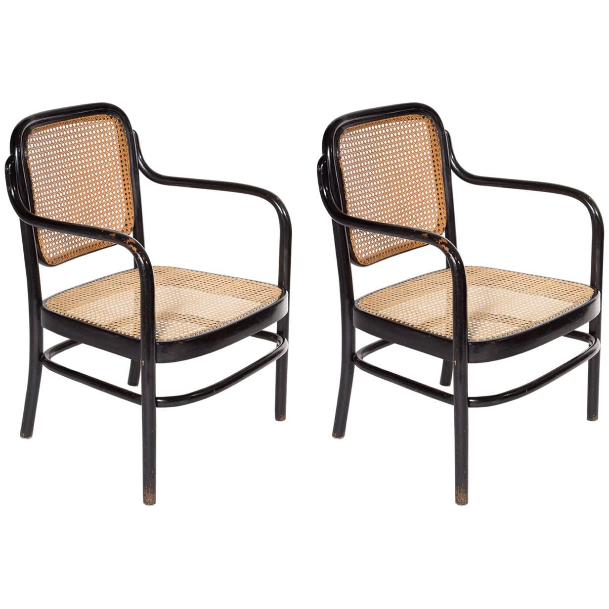 Early Pair of Thonet Adolf Schneck A61F Bentwood Low Chairs, Austria, 1925