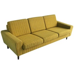 1960-1970s Danish Mid-Century Three-Seat Sofa with Original Yellow Upholstery