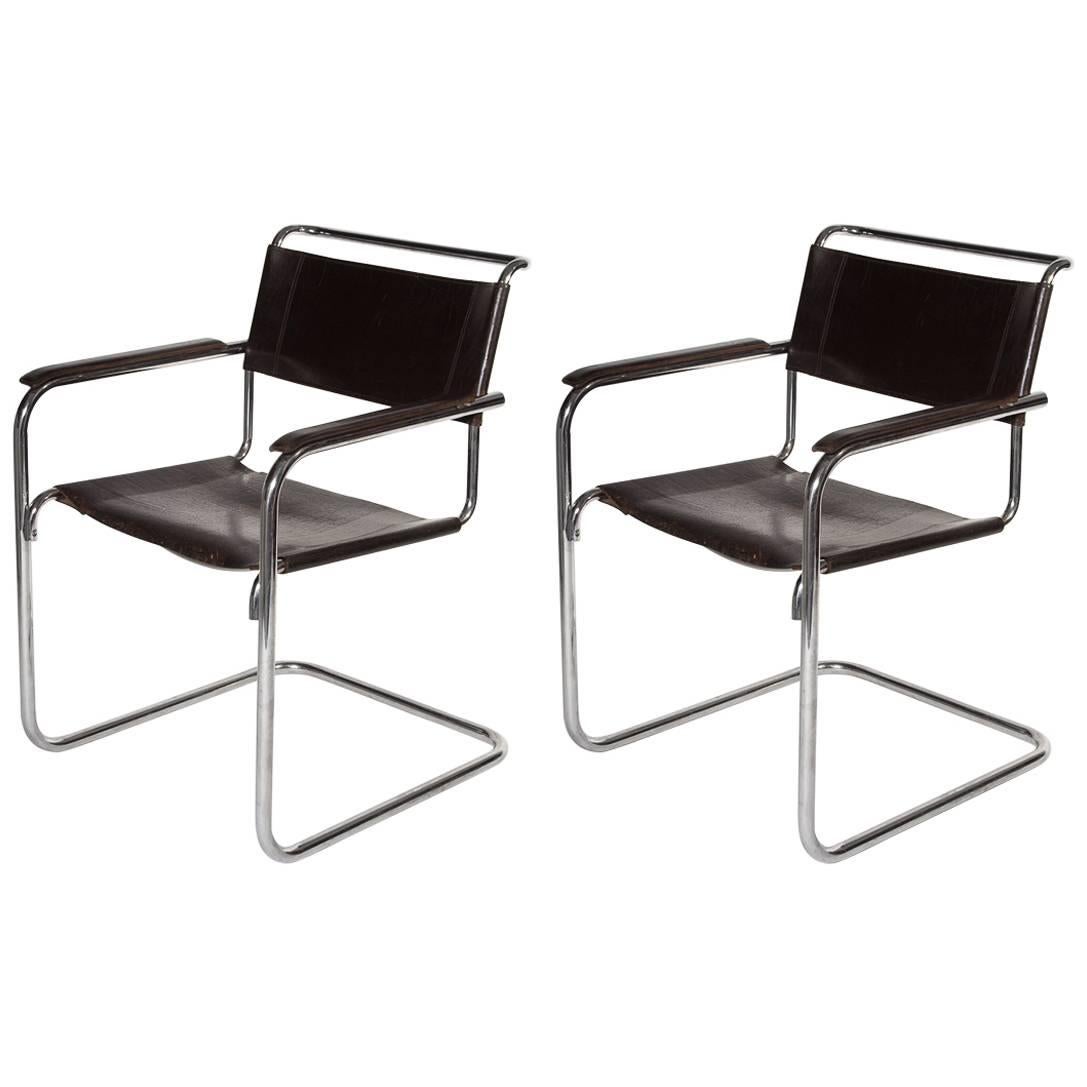 20th Century Thonet Cantilever Bauhaus Armchairs S34 designed by Mart Stam, 1927 For Sale