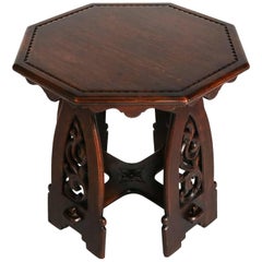 Used Carved Oak Rose Valley School Mission Taboret Stand, circa Early 1920