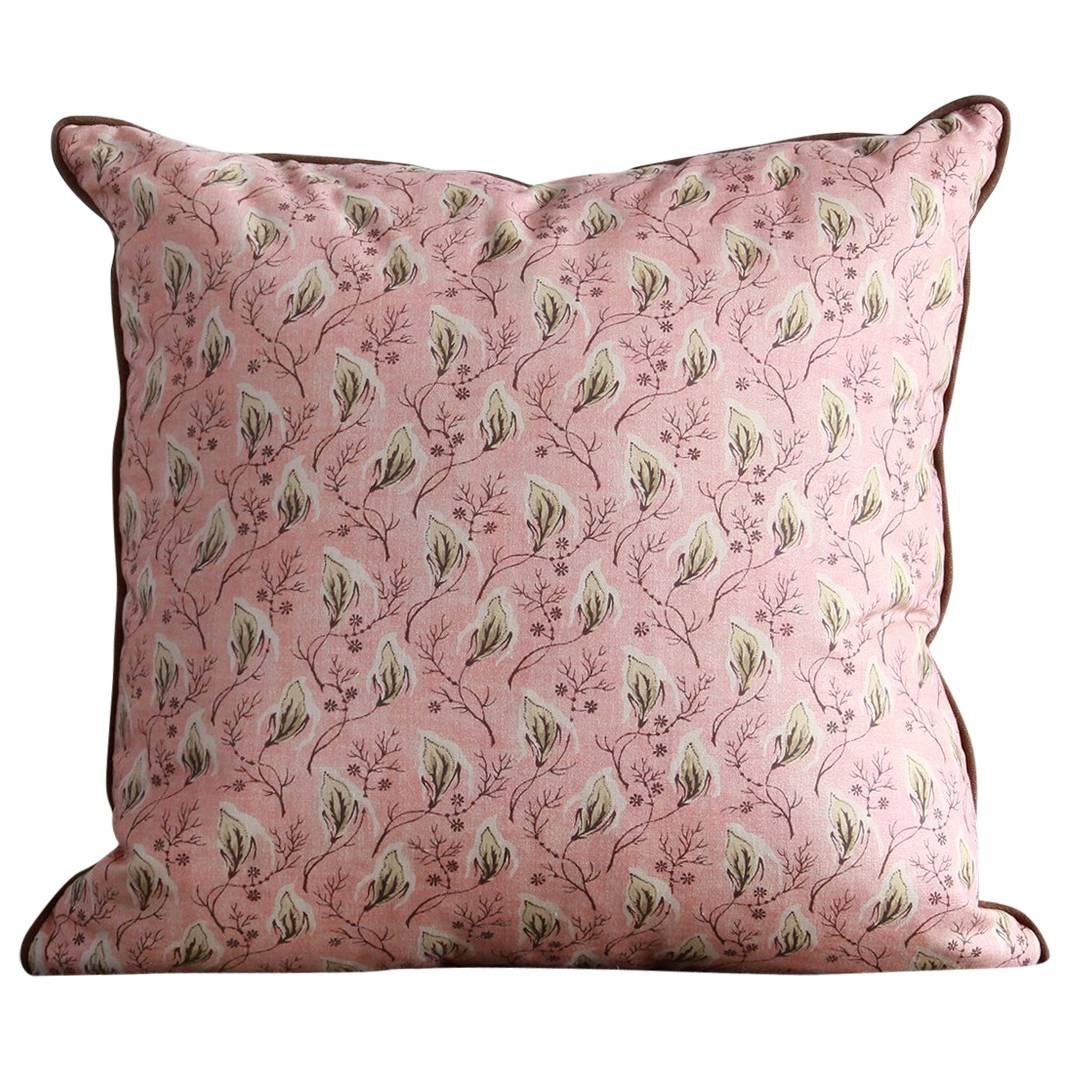 NK Collection Dusty Pink with Green Leaves Pillow