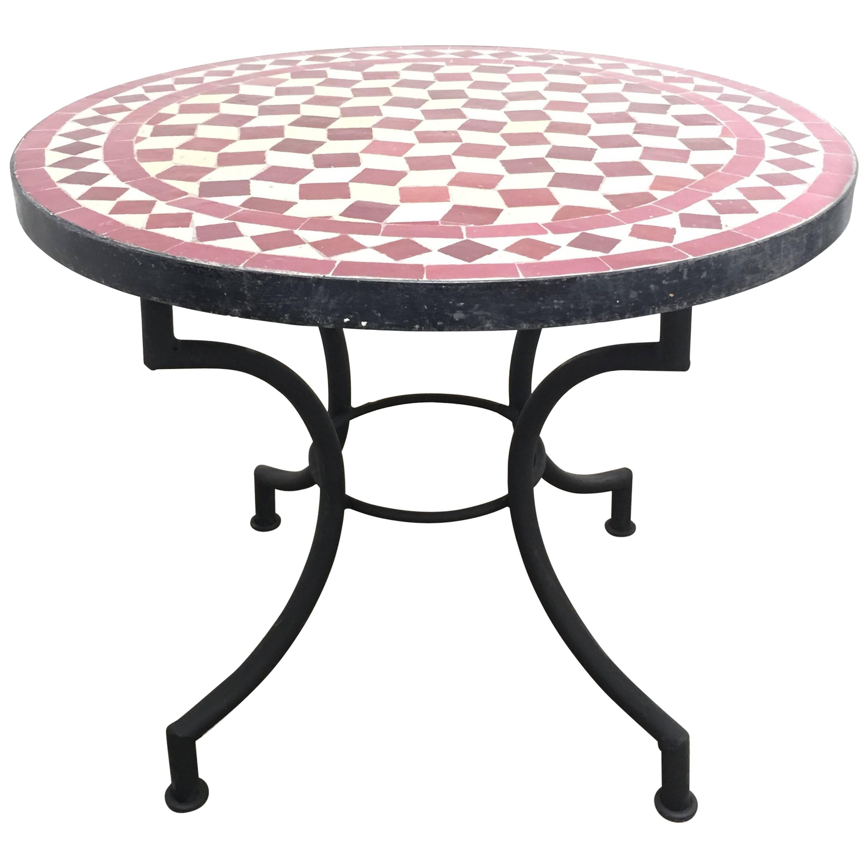 Moroccan Mosaic Side Table on Low Iron Base
