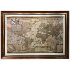 Vintage Large-Scale Map of the World After Mercator, 1569, 20th Century Printing