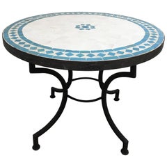 Moroccan Mosaic Outdoor Tile Side Table on Low Iron Base 12