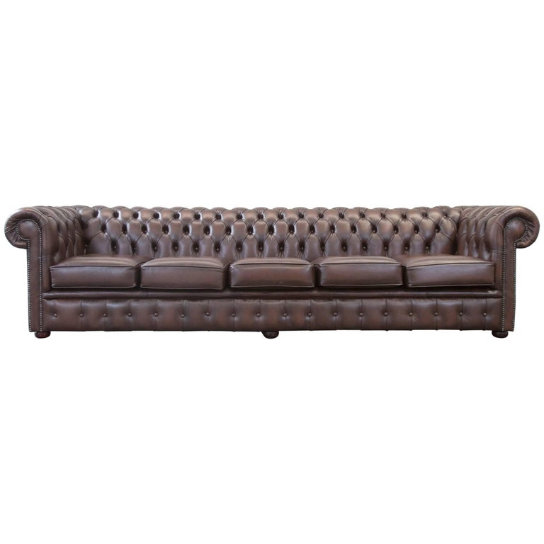 Original Chesterfield Leather Sofa Brown Five Seat Couch Vintage Retro For Sale at 1stdibs Original Chesterfield Leather Sofa Brown Five Seat Couch Vintage Retro For Sale at 1stdibs