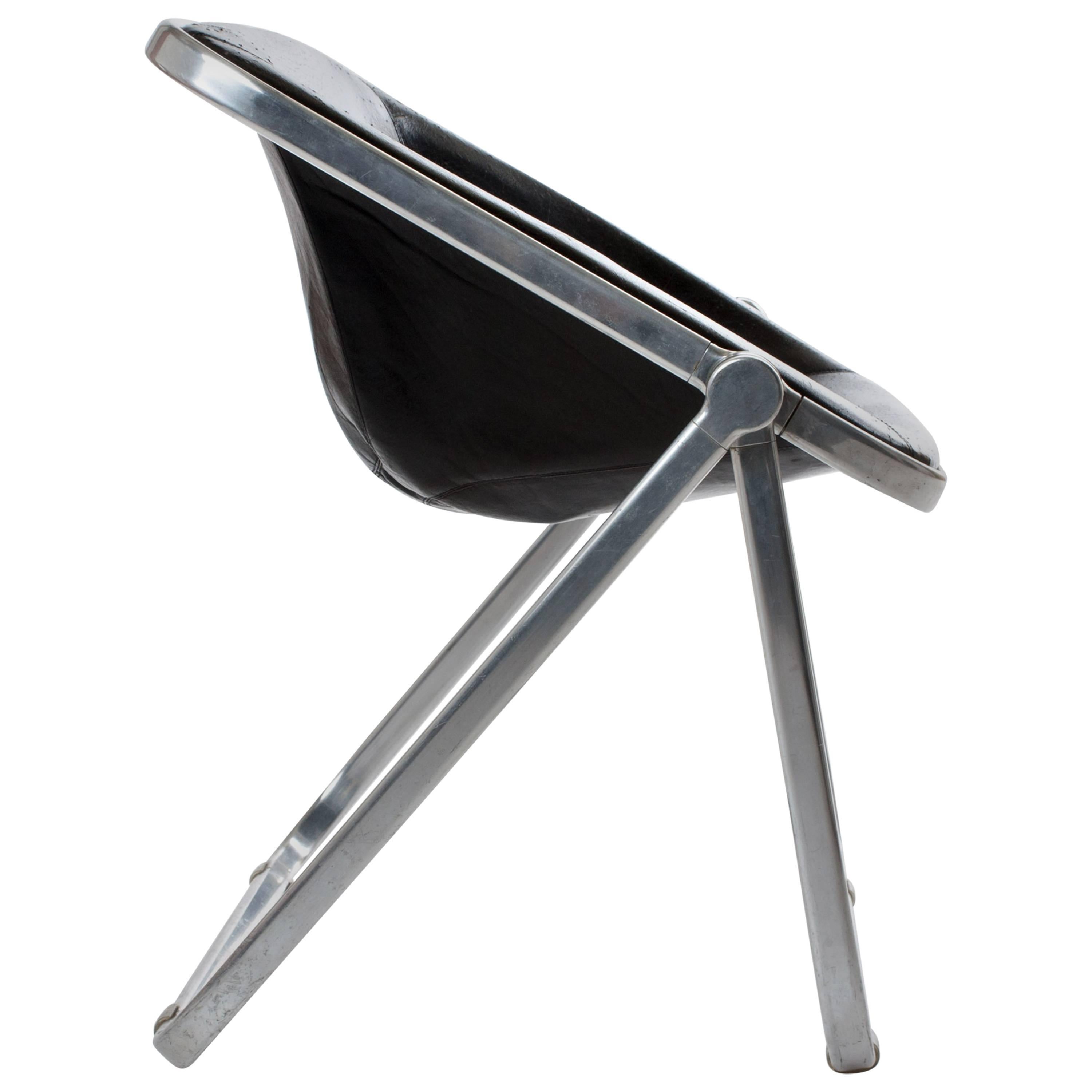 PLONA FOLDING CHAIR of Piretti for Castelli, 1969 in black leather