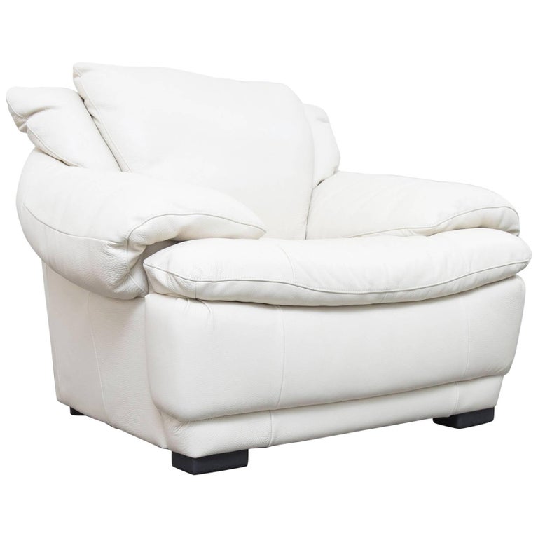 Italsofa by Natuzzi Designer Leather Chair Creme White Modern at 1stDibs