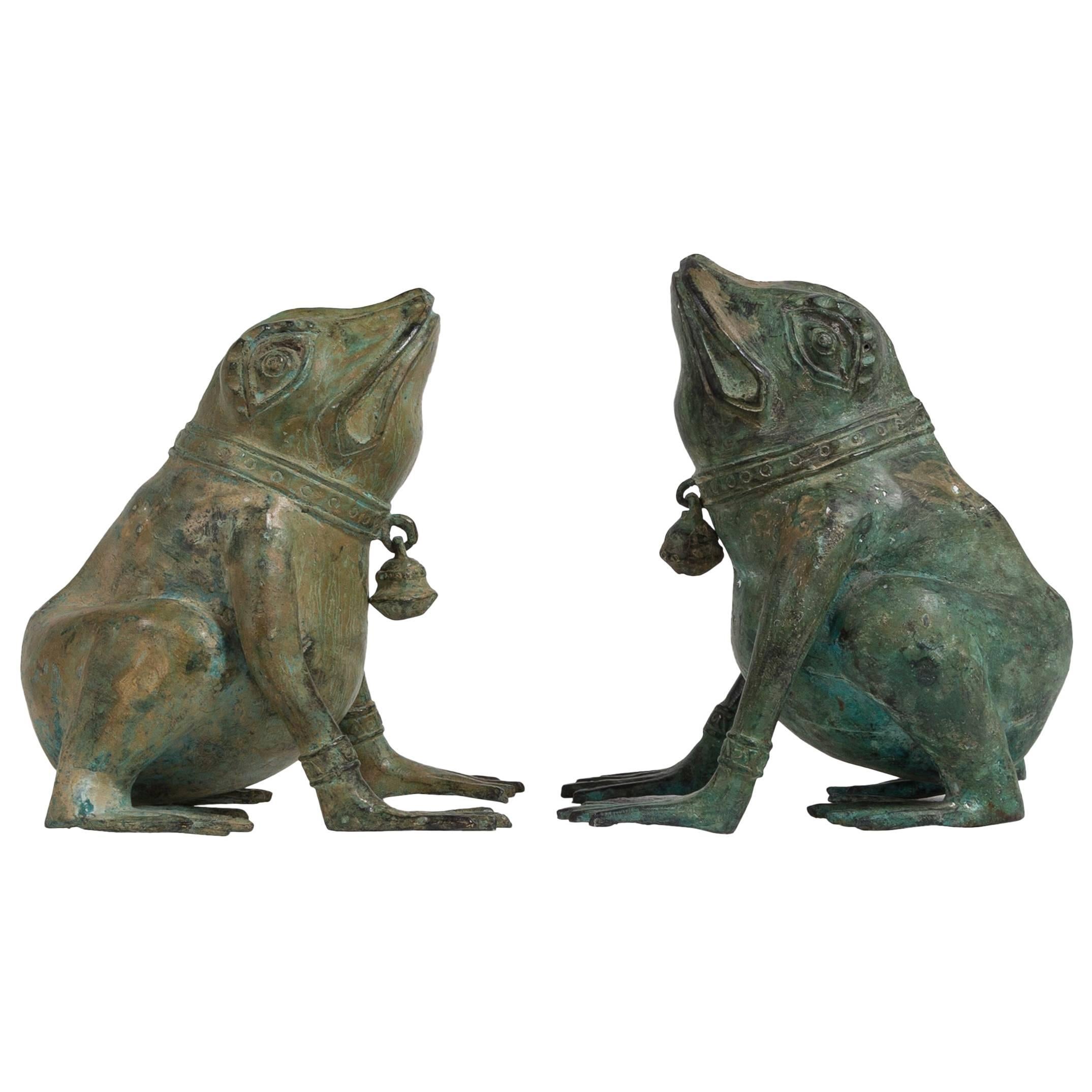 Pair of Late 20th Century Bronze Frogs