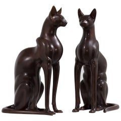 Pair of Bronze Egyptian Style Cats, Late 20th Century
