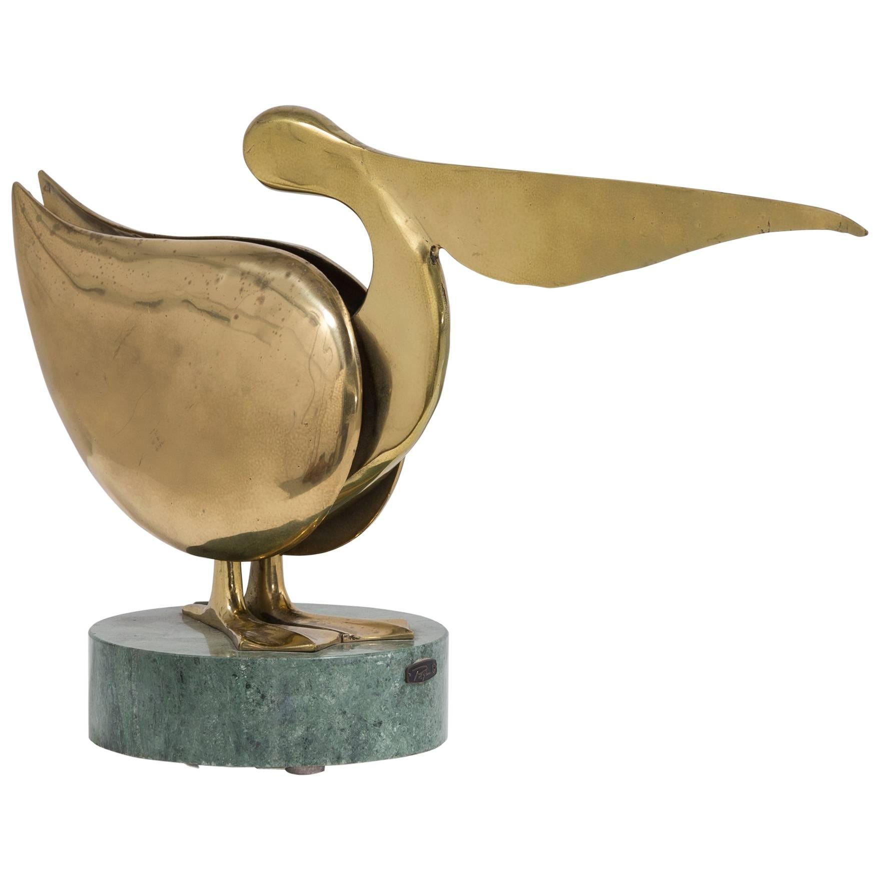 Brass Pelican Table Sculpture by Bijan, 1980s Signed For Sale