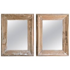 Pair of Antique White Washed Pine Mirrors Pair of Antique White Washed Pine Mirrors