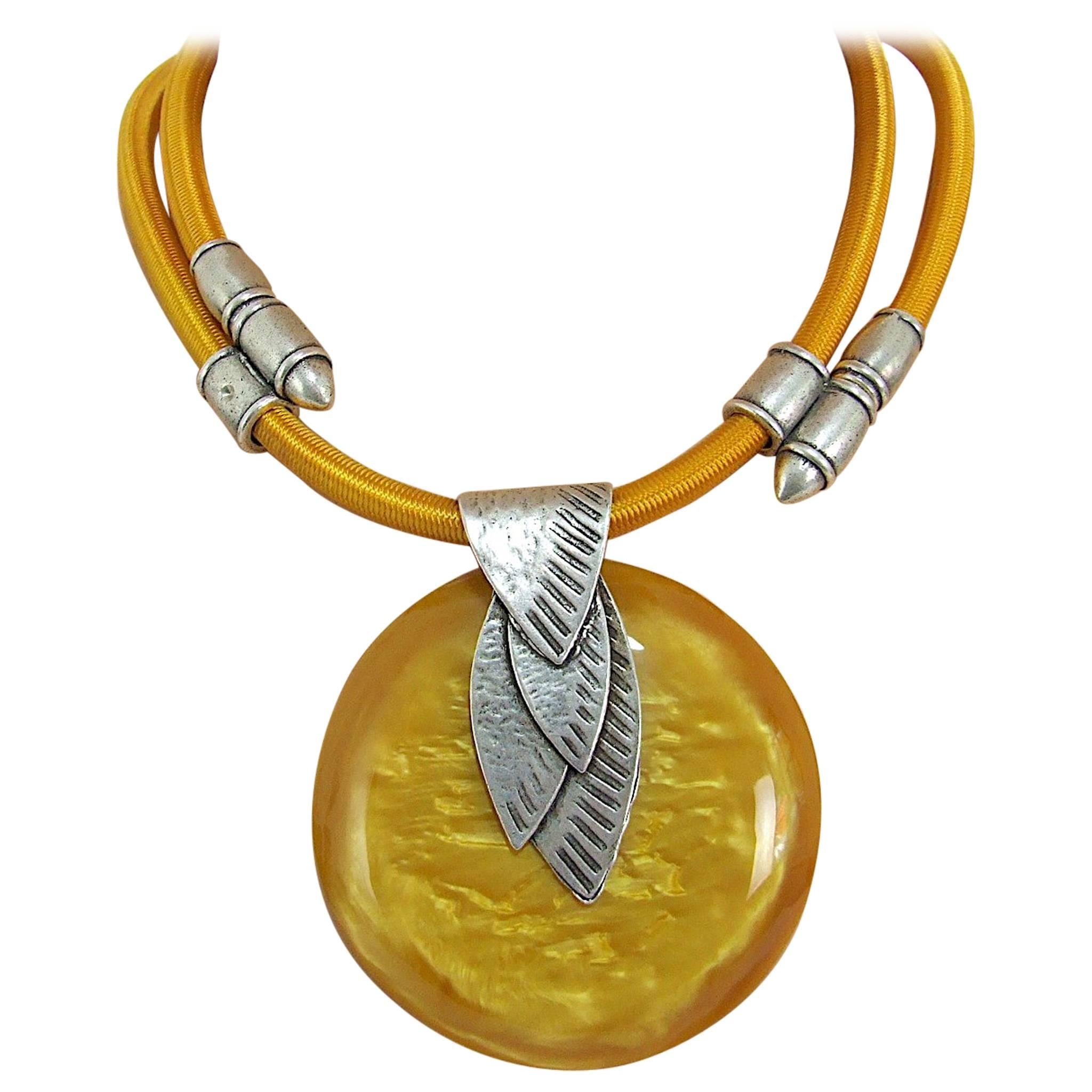 Modernist Leaf Necklace by Max Debraine, circa 1980 For Sale