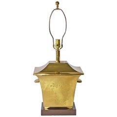 Brass and Wood Chinese Style Table Lamp