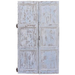 Two Pair of Early 19th Century Spanish Doors with Pale Blue Paint and Iron