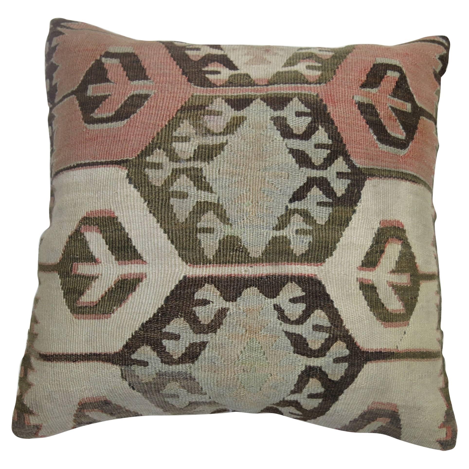 White Pink Vintage Kilim Pillow