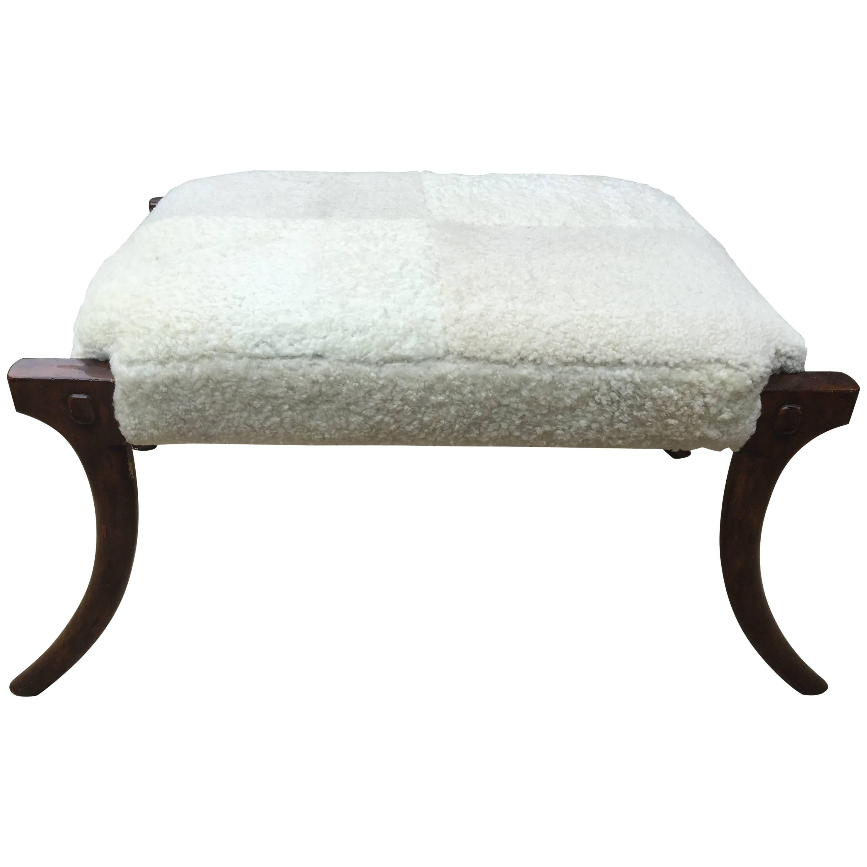 Klismos Bench with Soft Shearling Seat