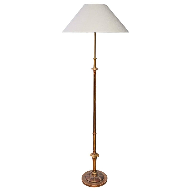 Italian Giltwood Standing Floor Lamp For Sale