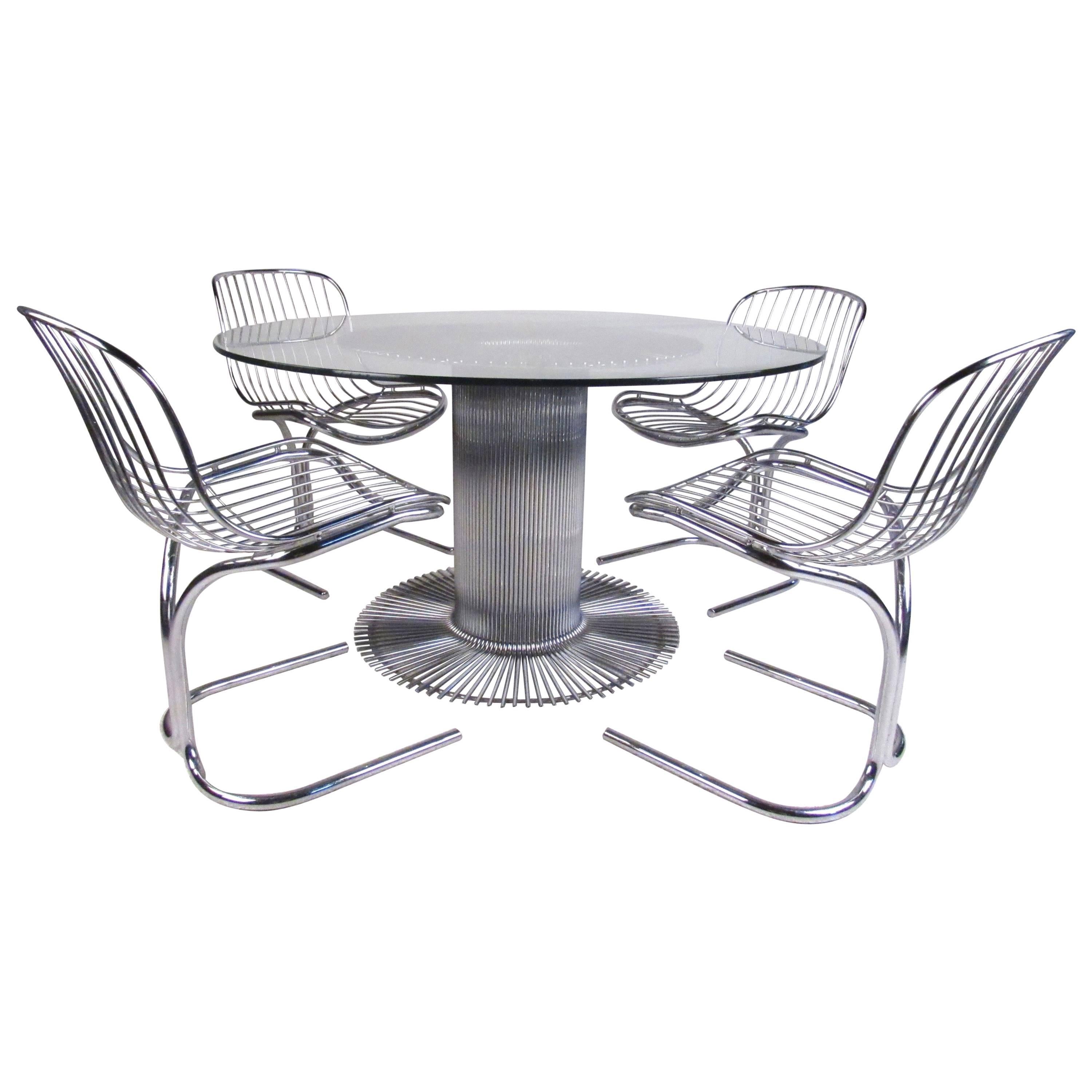 Sculptural Chrome Dining Table Base in the manner of Warren Platner at