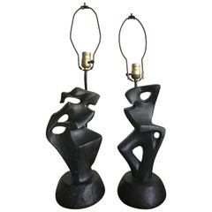  Spectacular Pair of Marianna von Allesch Cubism Male Female Lamp Rima