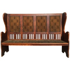 Baillie Scott attri Arts & Crafts Glasgow School Asiento de roble con tela original