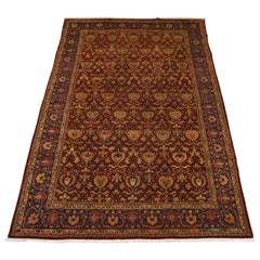 Antique Burgundy Indian Agra Rug, circa 1900