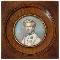 Antique French Miniature Painting Signed, Portrait Napoleon Bonaparte's Son