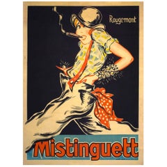 Original 1920s, Full-Size French Mistinguett Poster by Rougemont