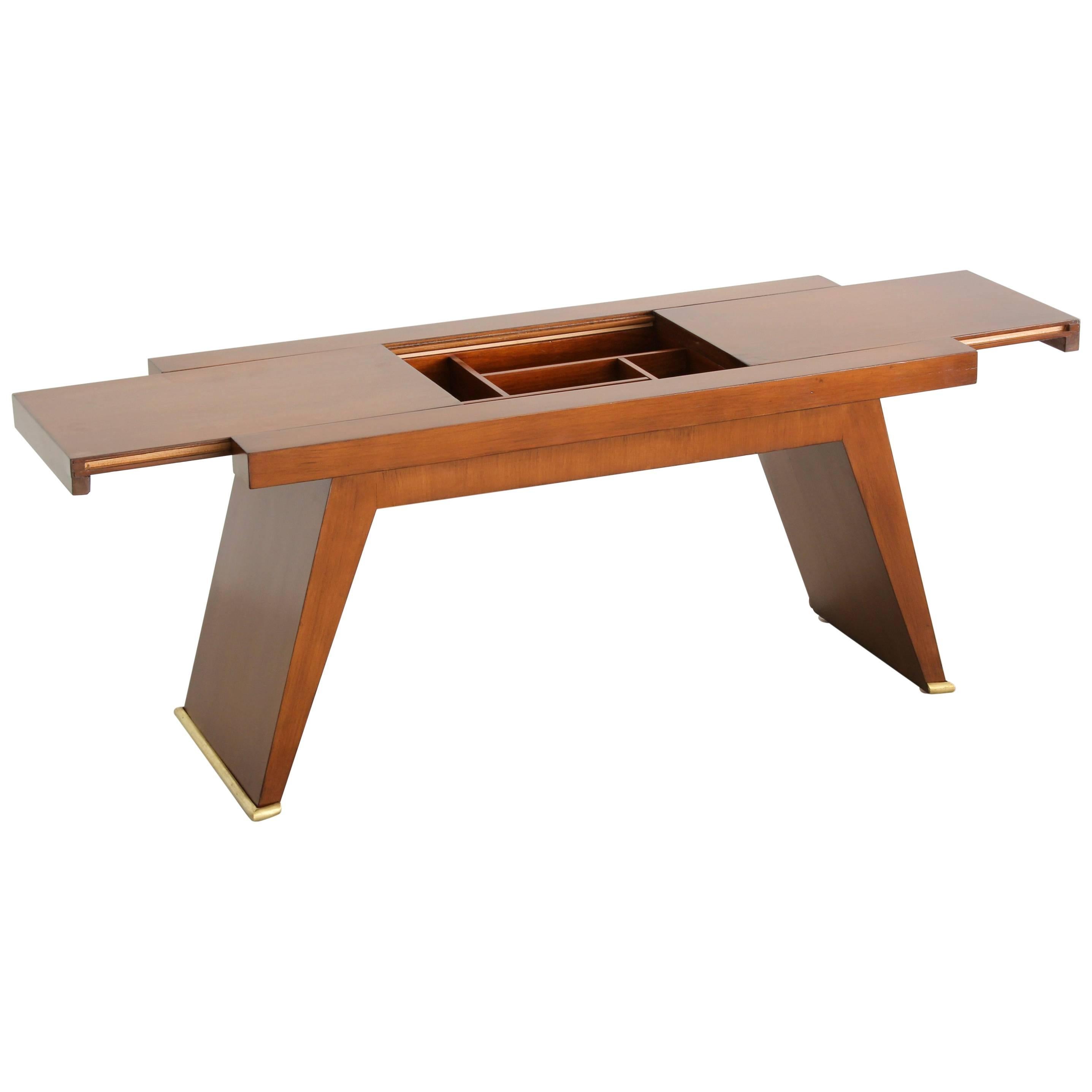 French Coffee Table with Sliding Top and Inner Compartment