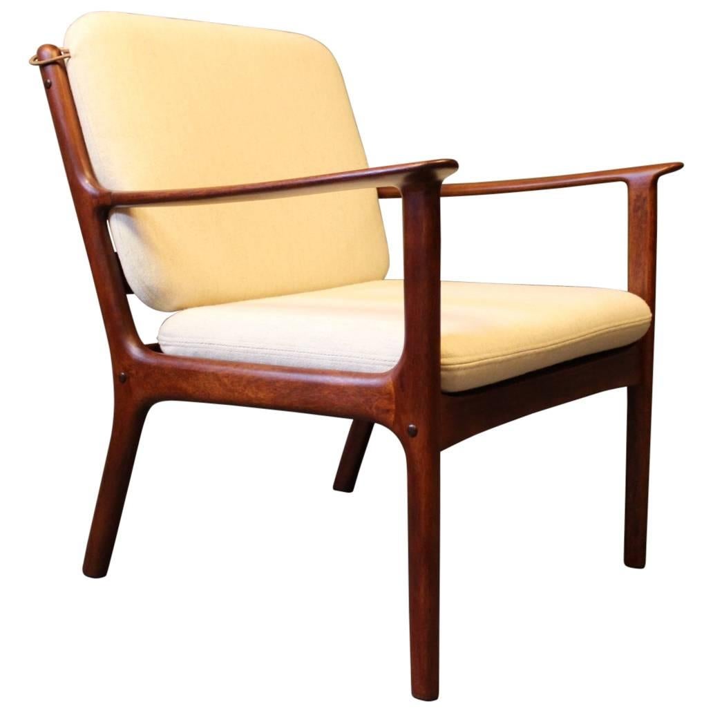 PJ112 Easy Chair in Polished Mahogany by Ole Wanscher and P. Jeppesen, 1960s