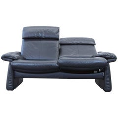 Erpo Designer Leather Sofa Black Two-Seat Couch Relax Function Modern