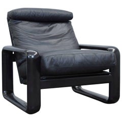 Rosenthal Studio Line Designer Leather Chair Black One Seat Wood Vintage