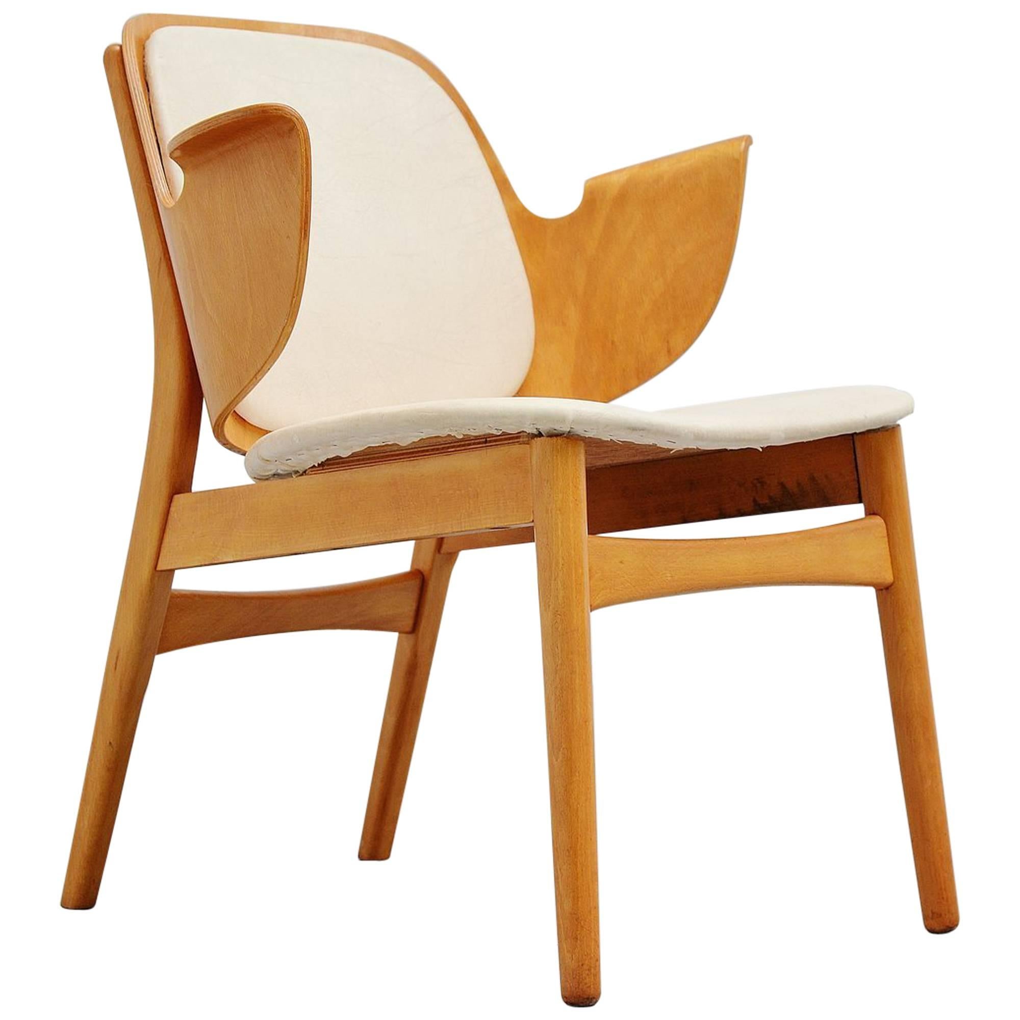 Hans Olsen Birch Plywood Lounge Chair Bramin Denmark, 1950