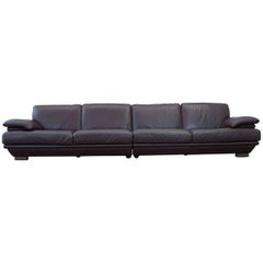 Natuzzi Designer Leather Sofa Mocca Brown Couch Modern