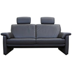 Designer Leather Sofa Brown Two-Seat Couch Function Modern 1