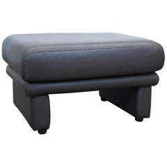 Designer Leather Footstool Brown Pouf Couch Modern