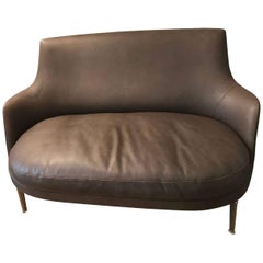 Sofa "Guisco" by Manufacturer Flexform in 100% Genuine Leather and Metal
