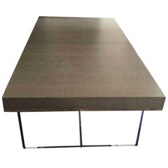 Dining Table "Athos" by Manufacturer B%B Italia in Chromed Steel and Oak