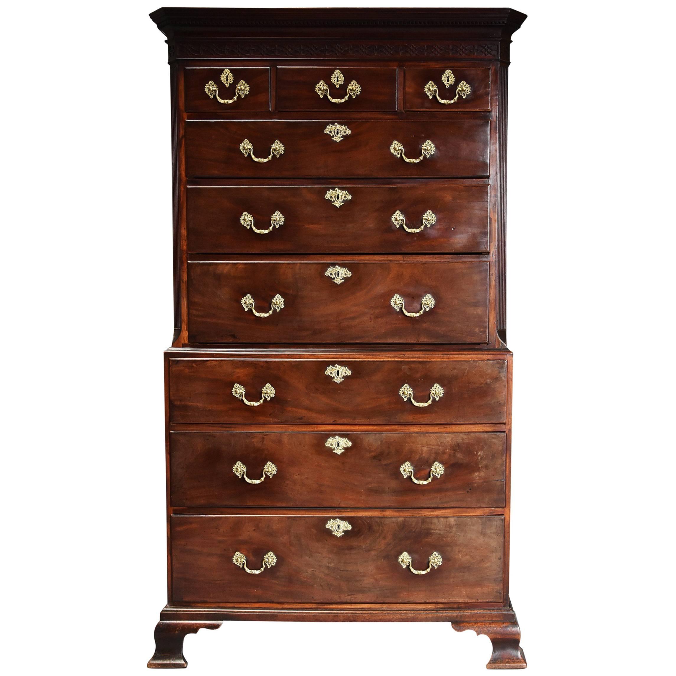 Mid-18th Century Mahogany Chest on Chest with Superb Original Patina For Sale