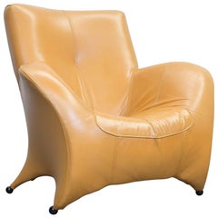Designer Leather Armchair Mustard Yellow, One Seat Couch Modern