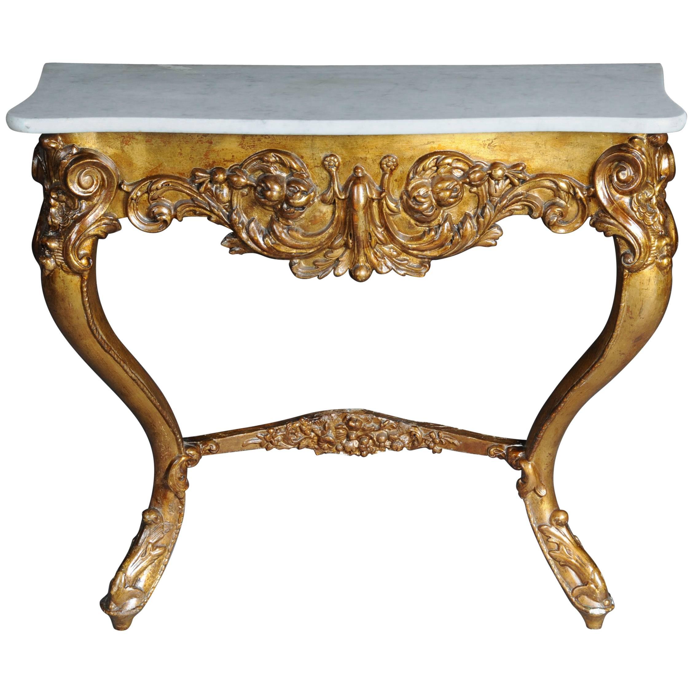 19th Century Magnificent Baroque Console Gilded, circa 1880 For Sale