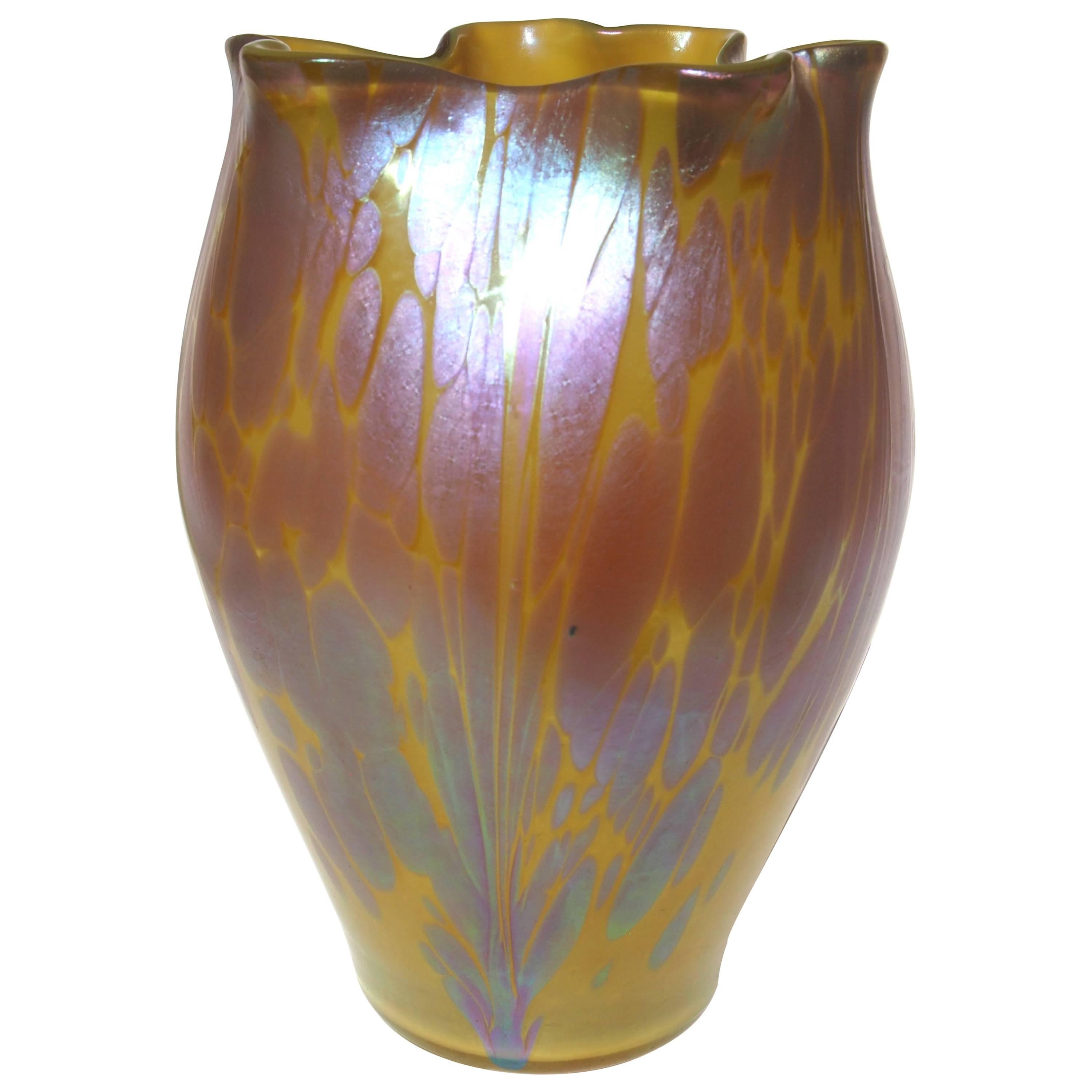 Art Nouveau Loetz Metalic Yellow Phaenomen Medici Vase