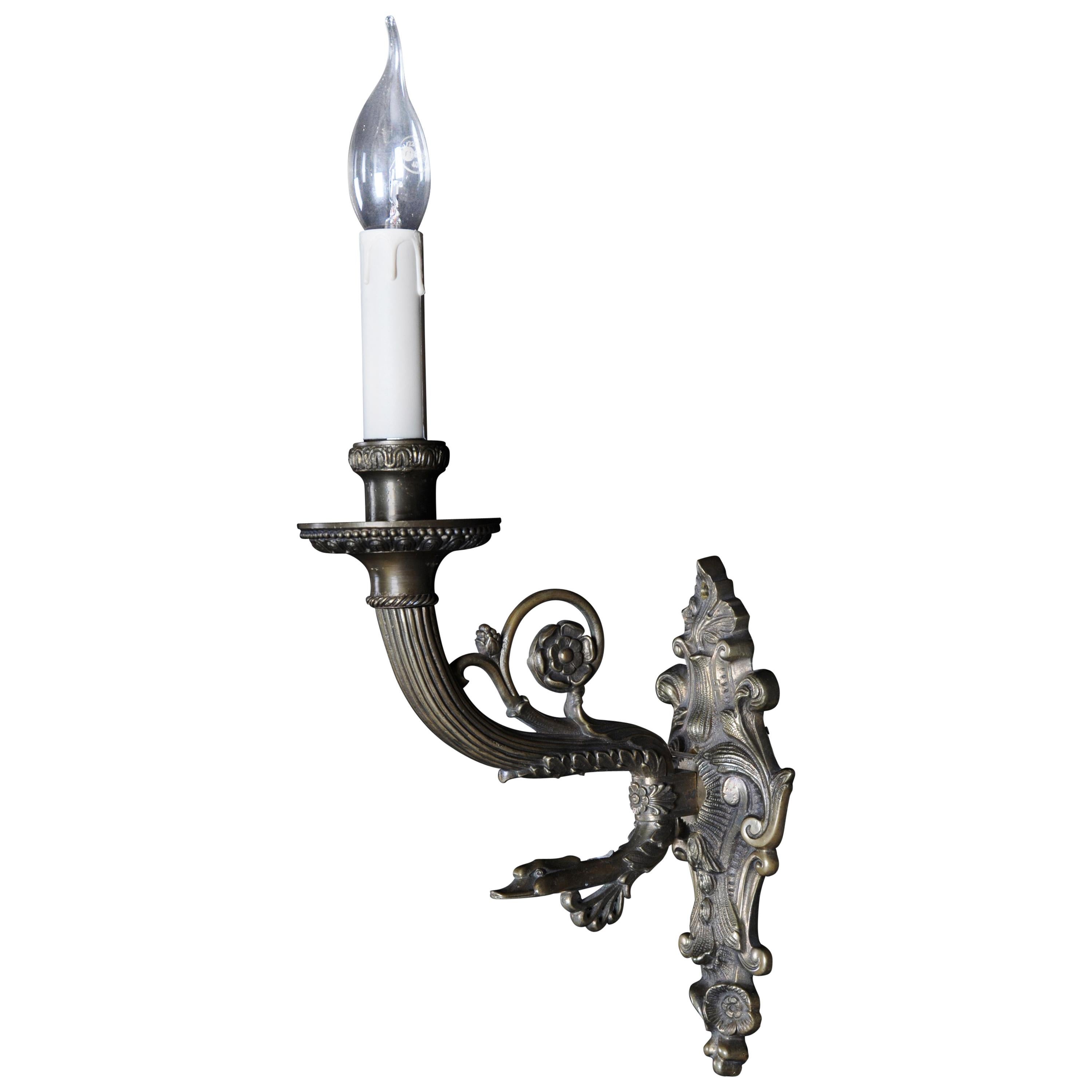 Old Bronze / Brass Wall Lamp 2nd Period Empire, circa 1900 For Sale