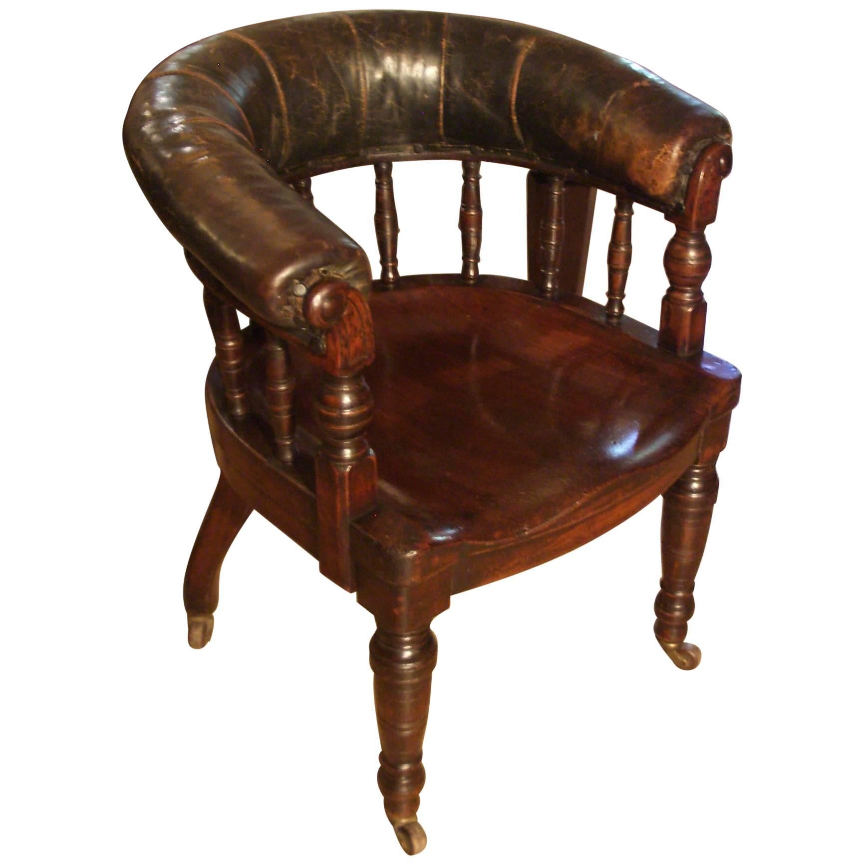 Beautiful Mahogany Desk Chair with Leather Upholstery