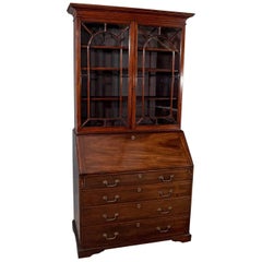 Antique Bureau Bookcase Display Cabinet Mahogany Quality English Georgian