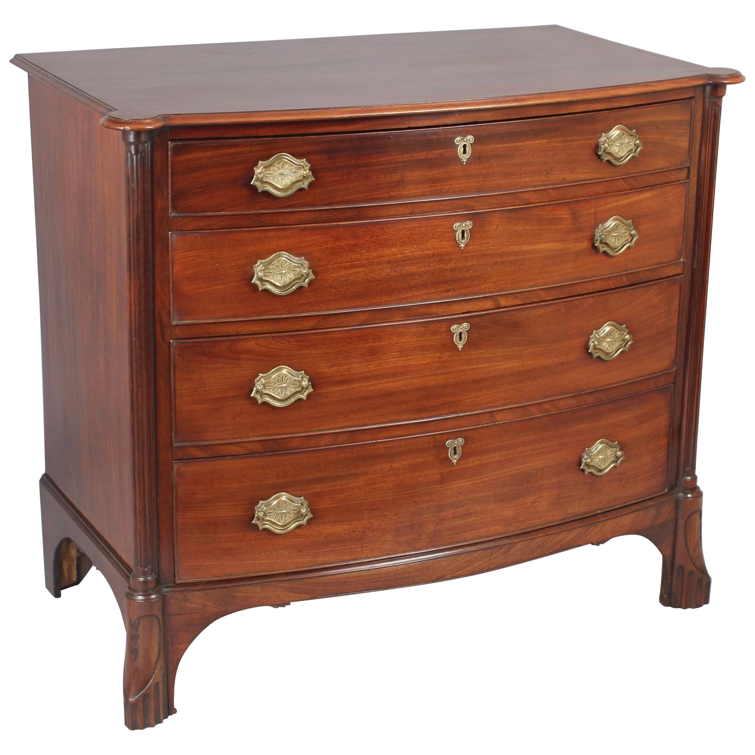 Mahogany Bow-Fronted Chest-of-Drawers of Channel Islands Origin For Sale