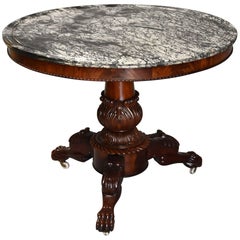 19th Century French Mahogany Gueridon Table with Original Marble-Top