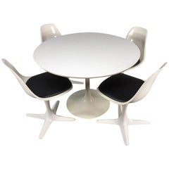 Saarinen Style Tulip Table and Propeller Dining Chairs by Burke