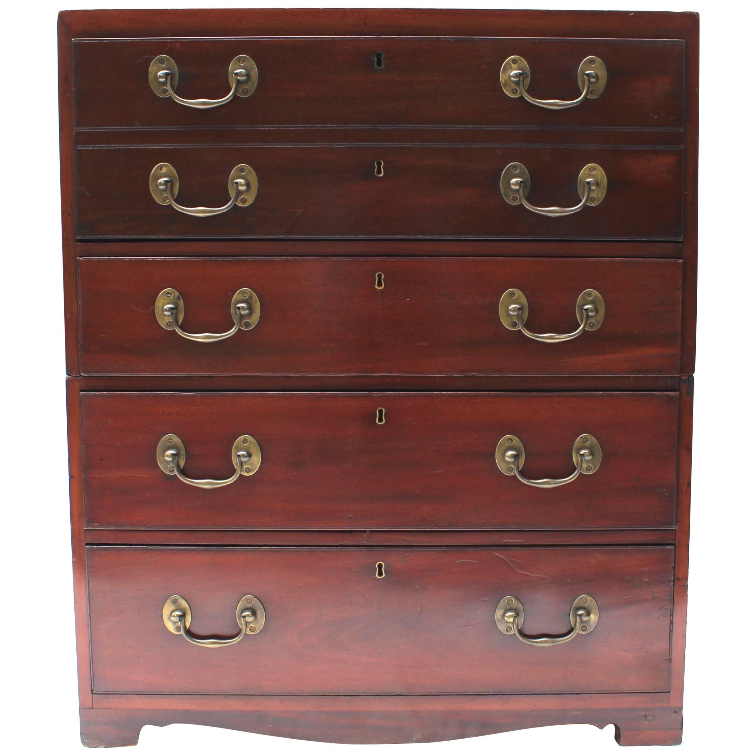 19th Century English Campaign Chest with Desk For Sale